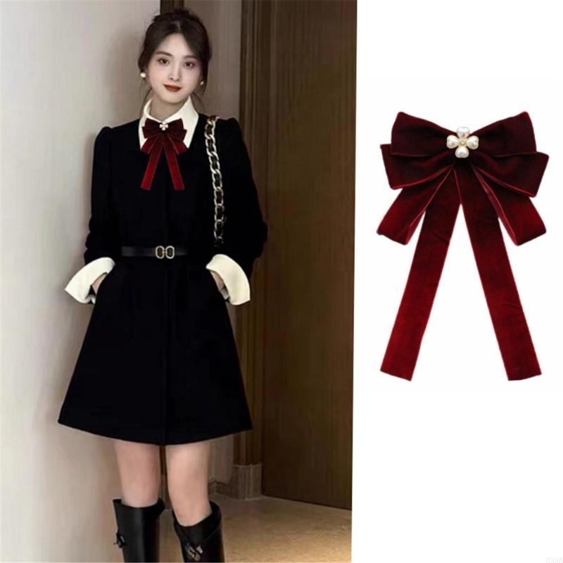レディース ベルベット リボン ビーズ付き 学生 Unfor - Bow Tie Pre Tied のレビューと価格