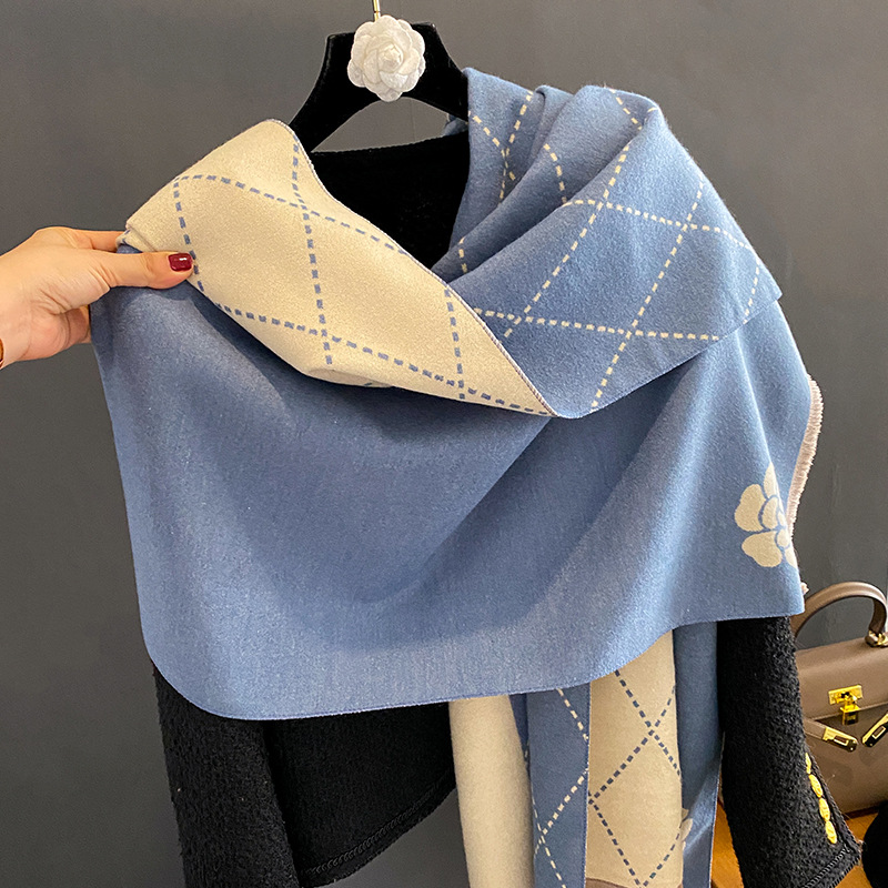 冬用スカーフ、女性用、高級感のある花柄プリント、エレガントな - Woven Scarf Blanket のレビューと価格