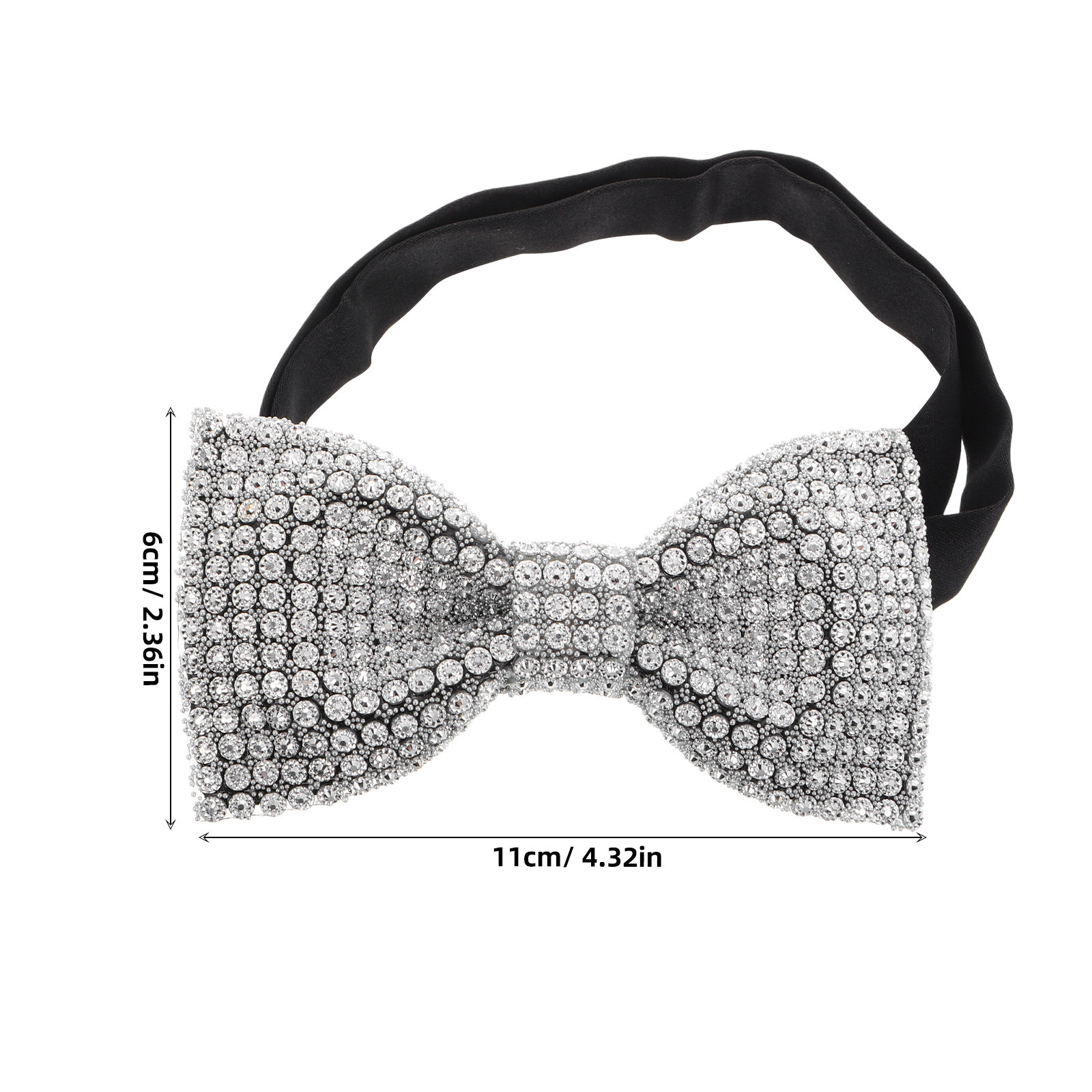 二重のラインストーンがあしらわれた、きらびやかな蝶ネクタイ。 - Bow Tie Pre Tied のレビューと価格